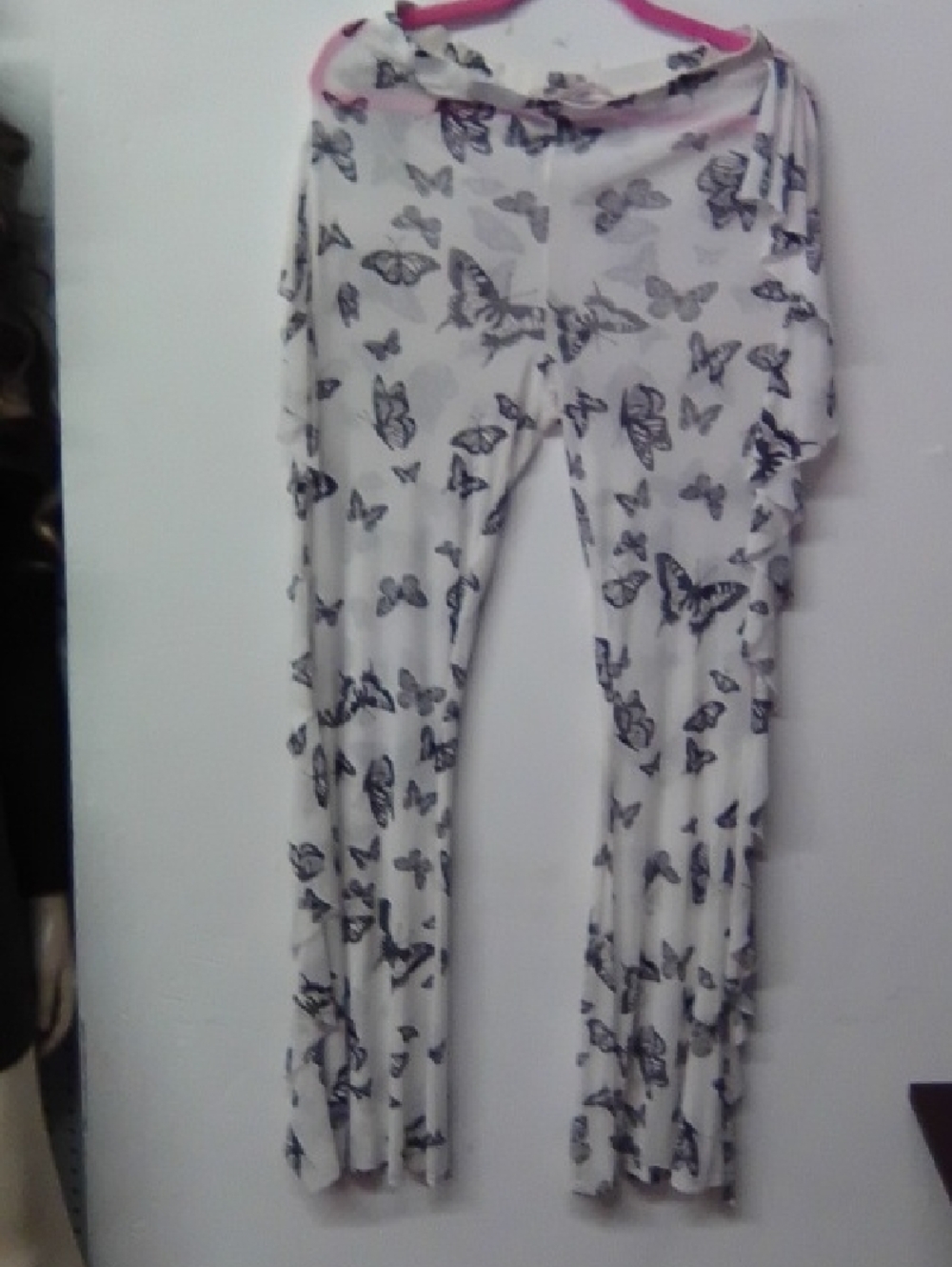 Bear Dance White Butterfly-Print Wide-Leg Pants